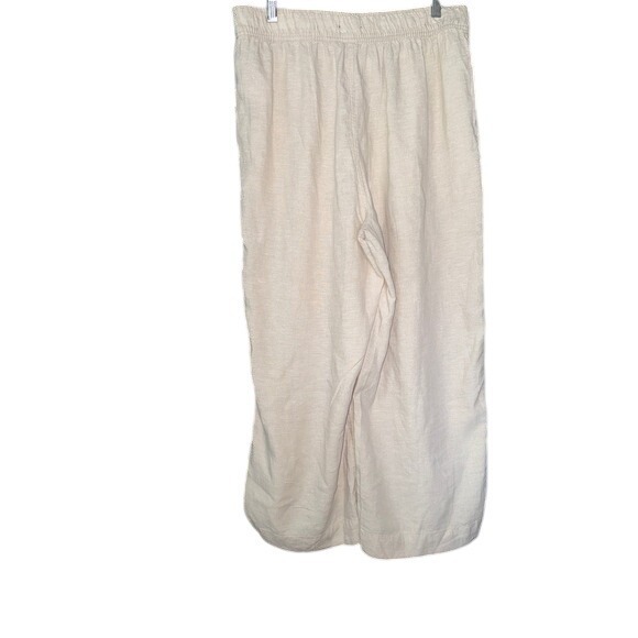 NY Jones Women L Wide Leg Linen Blend Pants Boho Minimalist Preppy Summer Beach - Picture 3 of 9